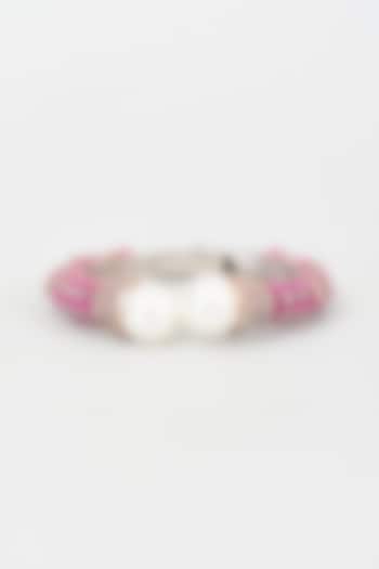 Gold Finish Zircon & Red Stone Bracelet by Khushi Jewels at Pernia's Pop Up Shop