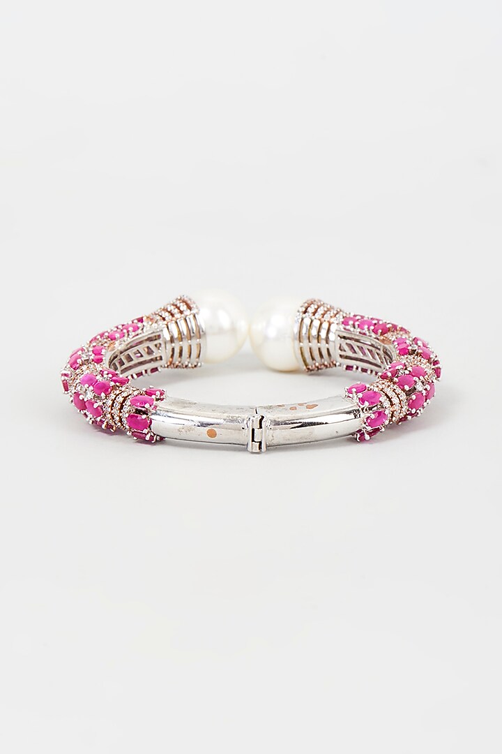 Gold Finish Zircon & Red Stone Bracelet by Khushi Jewels at Pernia's Pop Up Shop