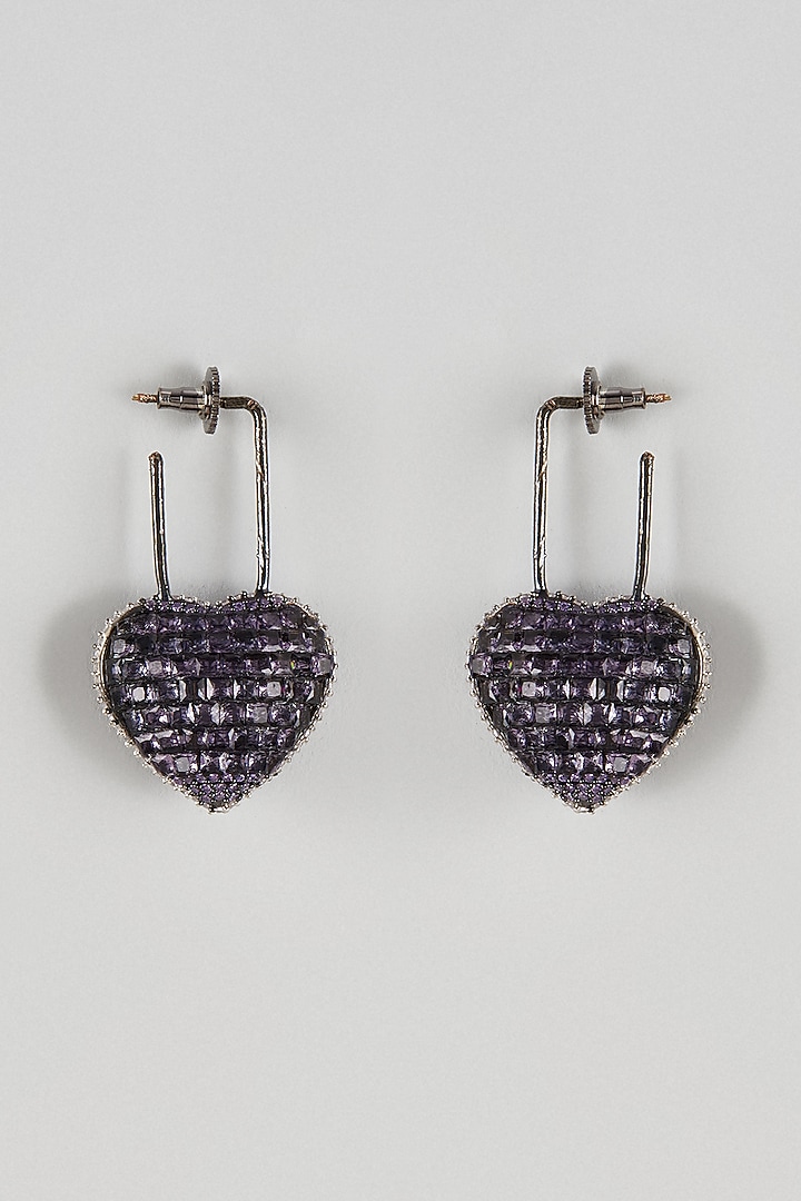 Black Rhodium Finish Purple Zircon Dangler Earrings by Khushi Jewels at Pernia's Pop Up Shop