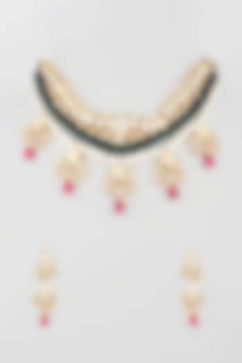 Gold Finish Multi-Colored Beaded Necklace Set by Khushi Jewels