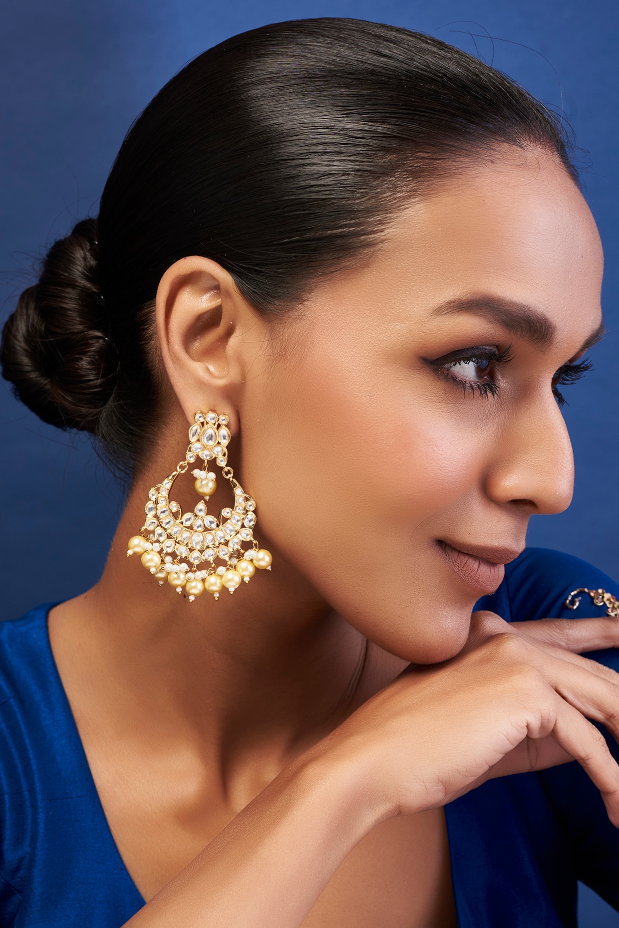 Indian Jewelry/chandbali Gold Finish Earrings Set/indian Earrings Bollywood  Set Jewellery/pakistani Saint Bollywood Set - Etsy