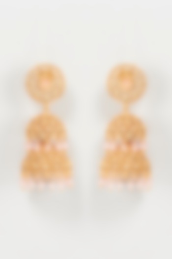 Gold Finish Kundan Polki Dangler Earrings by Khushi Jewels