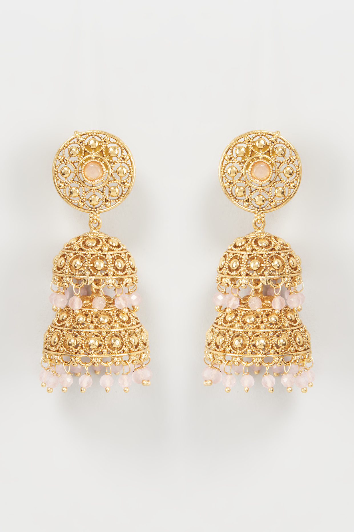 Gold Finish Kundan Polki Dangler Earrings by Khushi Jewels