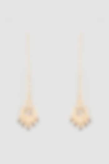 Gold Finish Grey Kundan Polki Chandbali Earrings With Maang Tikka by Khushi Jewels