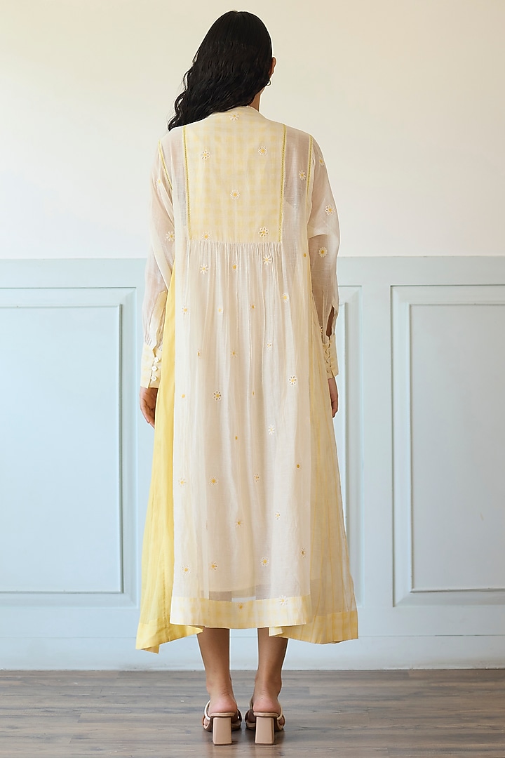 Yellow Cotton Patchwork Embroidered Tunic Vacation Dress by Khyati Rughani at Pernia's Pop Up Shop