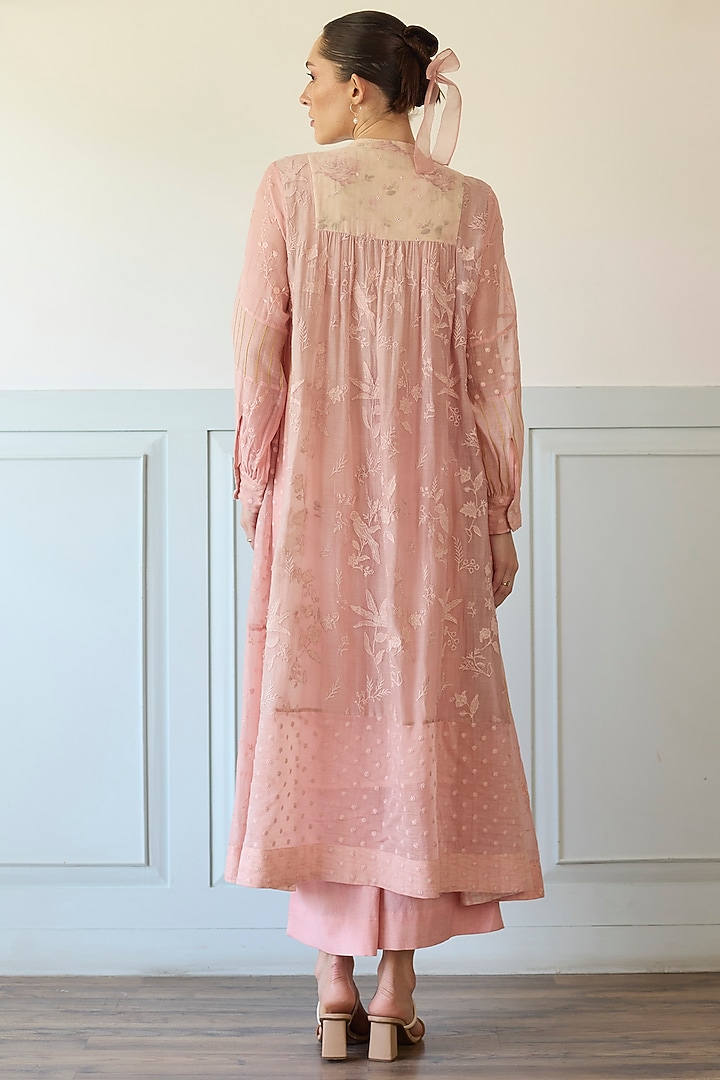 Blush Pink Cotton Applique Kurta Set by Khyati Rughani at Pernia's Pop Up Shop
