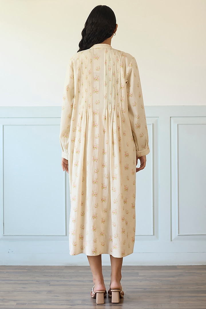 Pink & Ivory Cotton Pleated Jacket Vacation Dress by Khyati Rughani at Pernia's Pop Up Shop