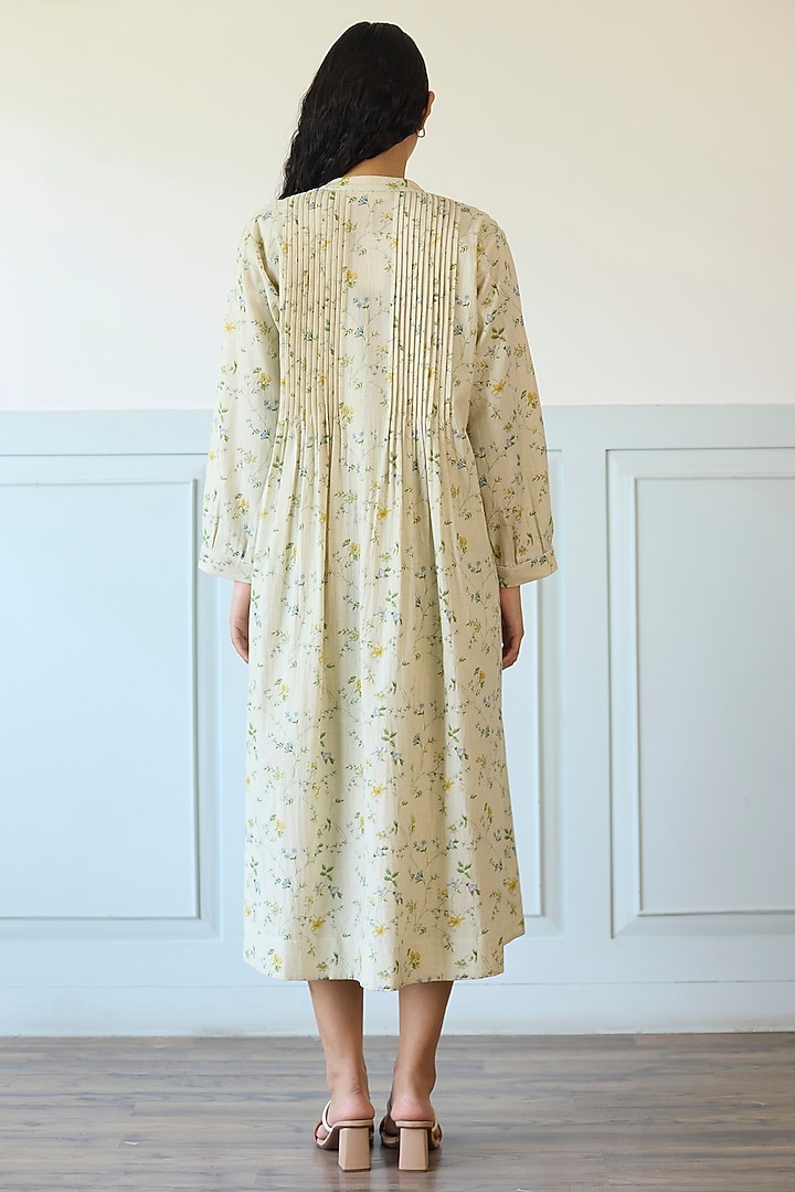 Light Blue Cotton Pleated Jacket Vacation Dress by Khyati Rughani at Pernia's Pop Up Shop