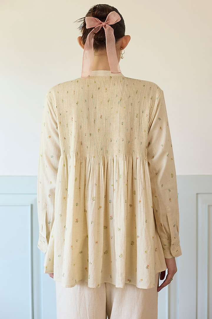 Ivory Cotton Pintuck Co-Ord Set by Khyati Rughani at Pernia's Pop Up Shop