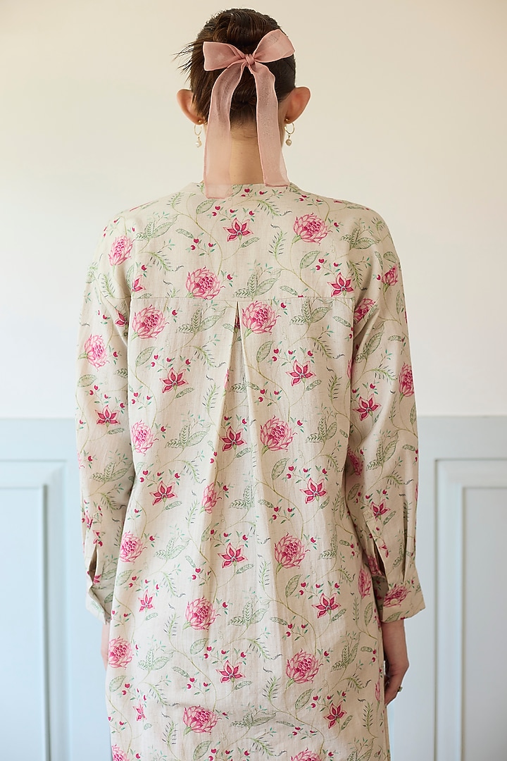 Ivory Cotton High-Low Kurta Set by Khyati Rughani at Pernia's Pop Up Shop