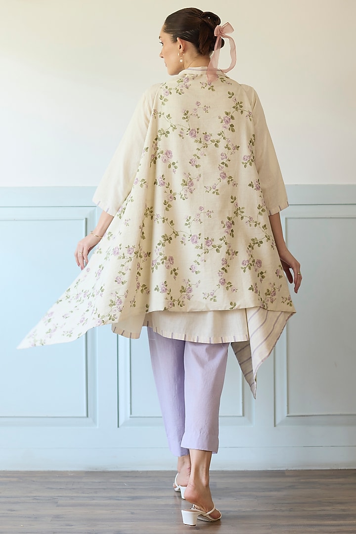 White Cotton Short Kurta Set by Khyati Rughani at Pernia's Pop Up Shop