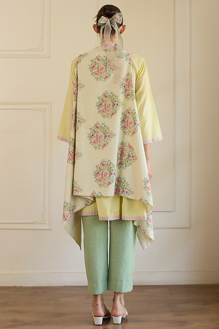 Yellow Cotton Short Kurta Set by Khyati Rughani at Pernia's Pop Up Shop