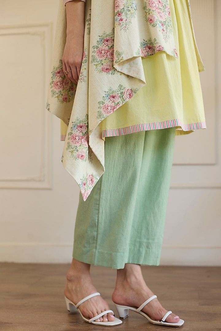 Yellow Cotton Short Kurta Set by Khyati Rughani at Pernia's Pop Up Shop