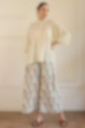 White Cotton Printed Co-Ord Set by Khyati Rughani at Pernia's Pop Up Shop