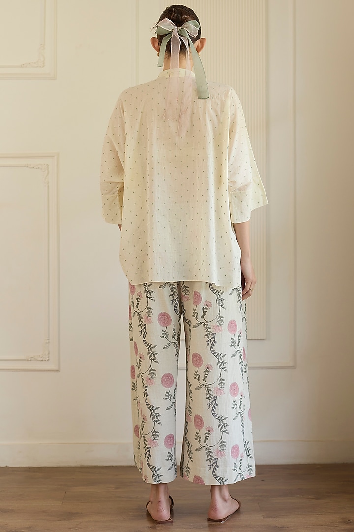 White Cotton Printed Co-Ord Set by Khyati Rughani at Pernia's Pop Up Shop