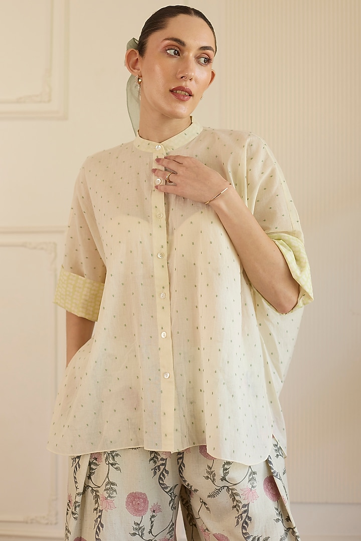 White Cotton Printed Co-Ord Set by Khyati Rughani at Pernia's Pop Up Shop