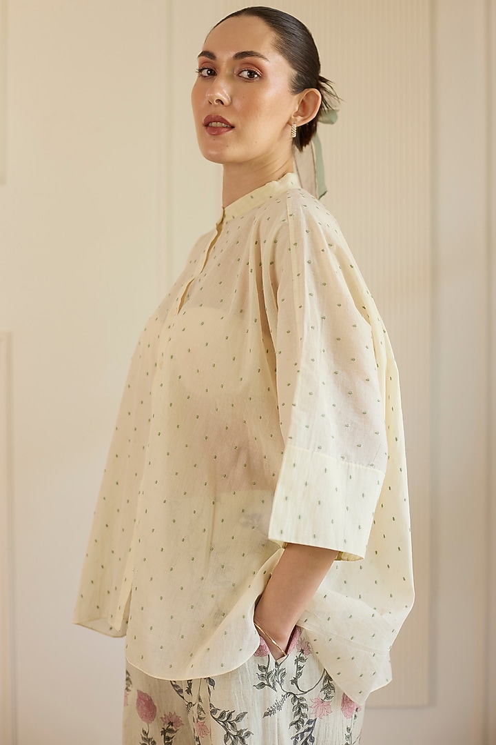 White Cotton Printed Co-Ord Set by Khyati Rughani at Pernia's Pop Up Shop