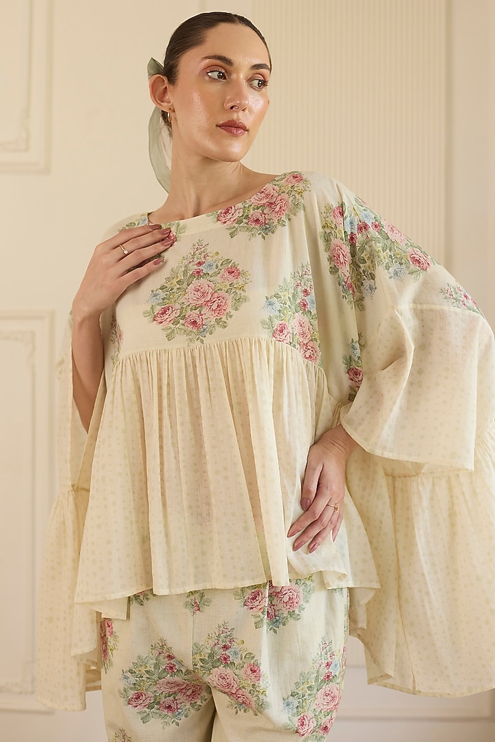 Pink & Green Cotton Floral Printed Co-Ord Set by Khyati Rughani at Pernia's Pop Up Shop