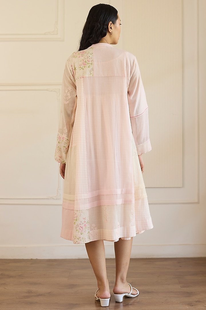 Pink Cotton Patchwork Kurta Set by Khyati Rughani at Pernia's Pop Up Shop