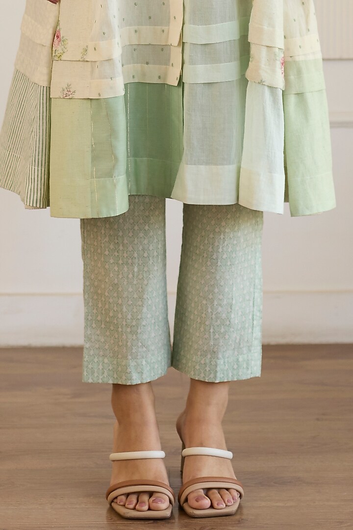 Mint Green Cotton Patchwork Kurta Set by Khyati Rughani at Pernia's Pop Up Shop