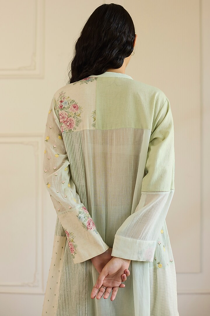 Mint Green Cotton Patchwork Kurta Set by Khyati Rughani at Pernia's Pop Up Shop