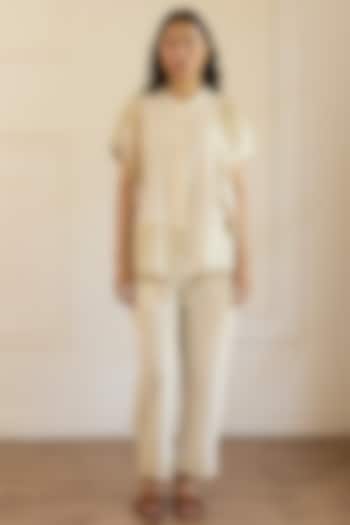 Beige Cotton Patchwork Co-Ord Set by Khyati Rughani at Pernia's Pop Up Shop