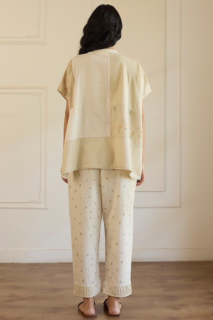 Beige Cotton Patchwork Co-Ord Set by Khyati Rughani at Pernia's Pop Up Shop