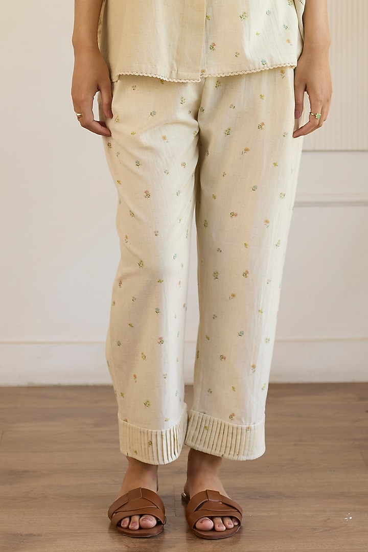 Beige Cotton Patchwork Co-Ord Set by Khyati Rughani at Pernia's Pop Up Shop