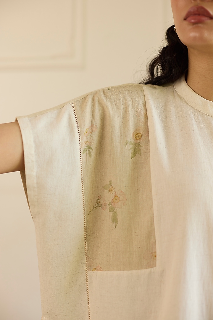 Beige Cotton Patchwork Co-Ord Set by Khyati Rughani at Pernia's Pop Up Shop