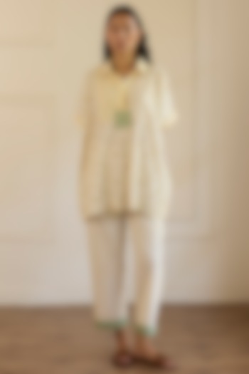 White & Yellow Cotton Patchwork Co-Ord Set by Khyati Rughani at Pernia's Pop Up Shop
