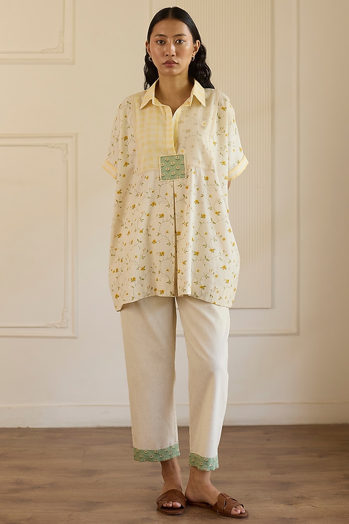 White & Yellow Cotton Patchwork Co-Ord Set by Khyati Rughani at Pernia's Pop Up Shop