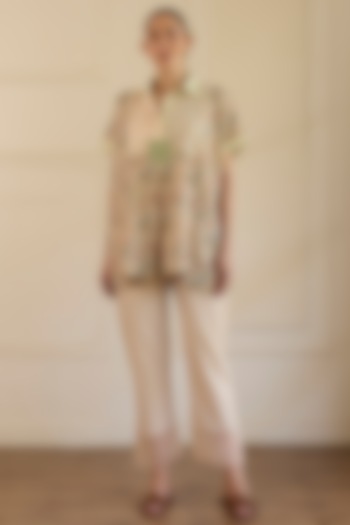 Beige Cotton Patchwork Co-Ord Set by Khyati Rughani at Pernia's Pop Up Shop