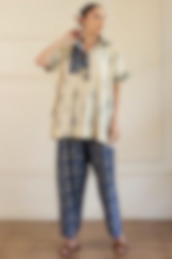 White & Blue Cotton Patchwork Co-Ord Set by Khyati Rughani at Pernia's Pop Up Shop