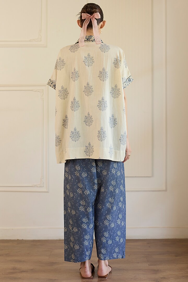 White & Blue Cotton Patchwork Co-Ord Set by Khyati Rughani at Pernia's Pop Up Shop