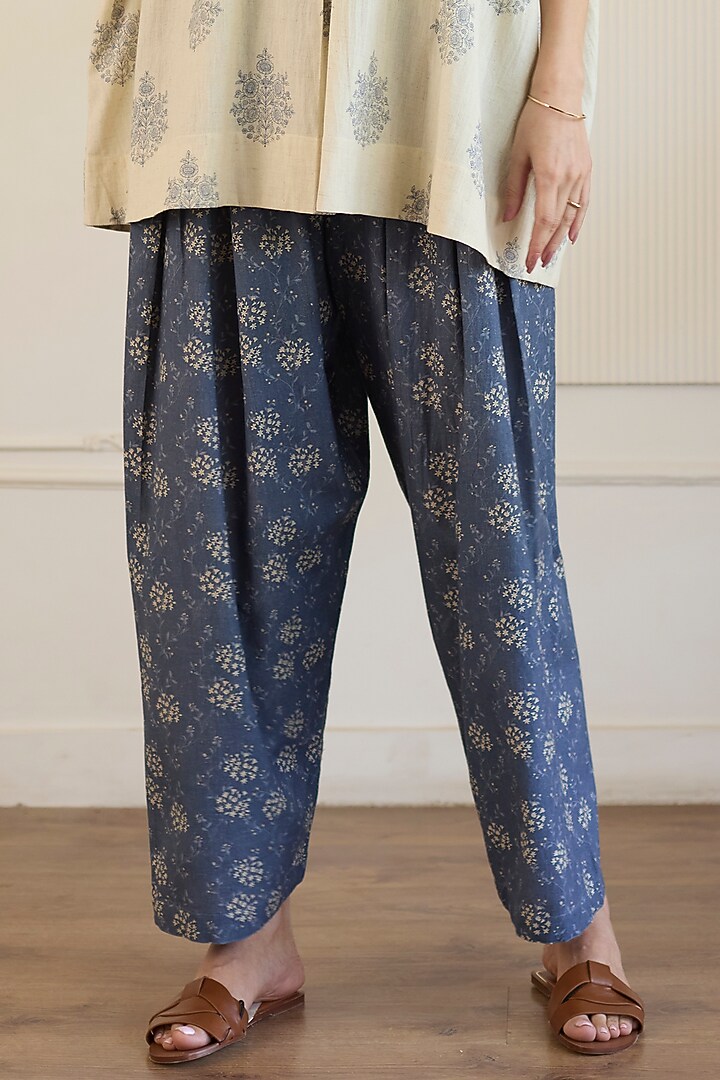 White & Blue Cotton Patchwork Co-Ord Set by Khyati Rughani at Pernia's Pop Up Shop