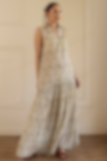 Beige Cotton Flowy Maxi Vacation Dress by Khyati Rughani at Pernia's Pop Up Shop