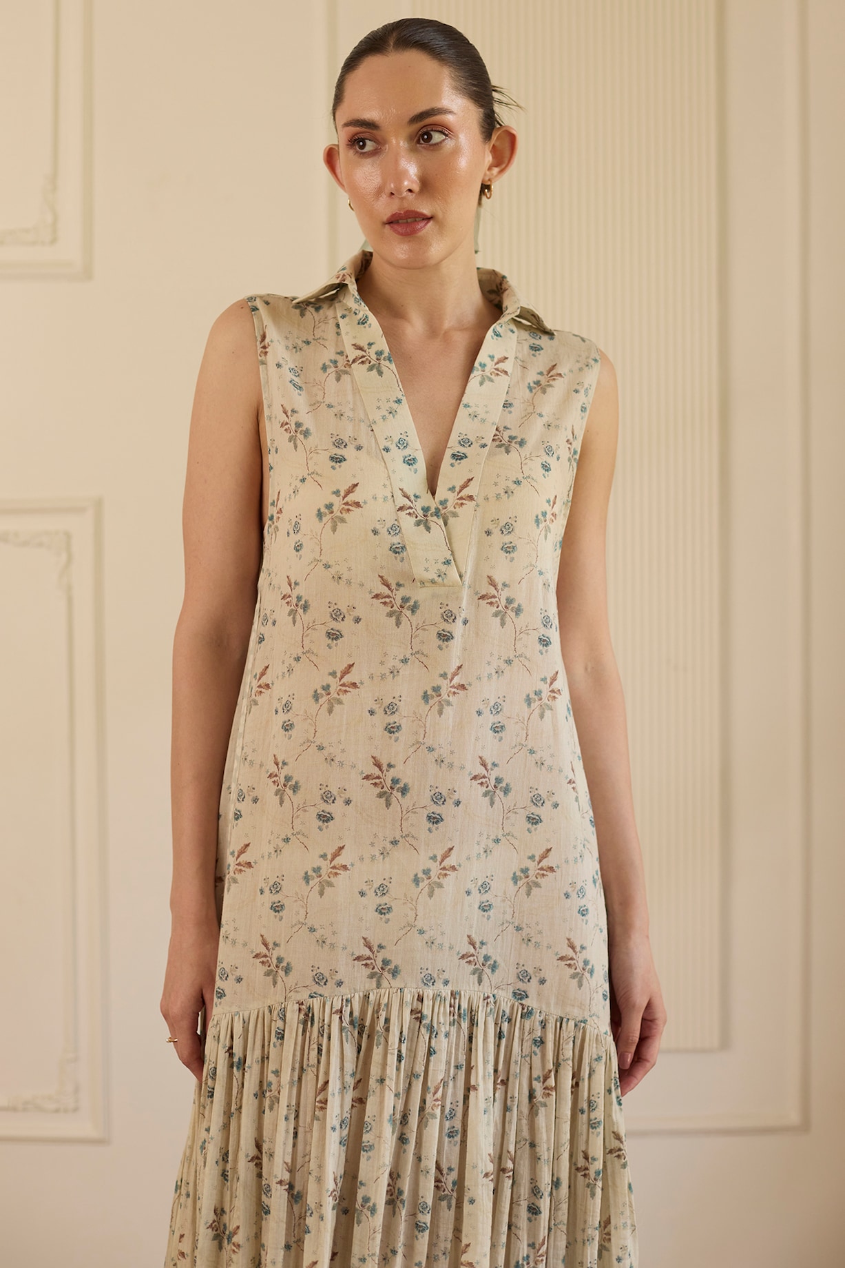 Beige Cotton Flowy Maxi Vacation Dress by Khyati Rughani at Pernia's Pop Up  Shop 2026