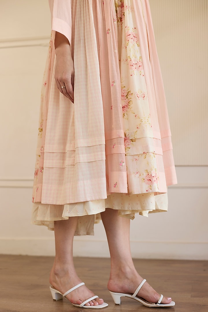 Pink Cotton Overlay Jacket Set by Khyati Rughani at Pernia's Pop Up Shop