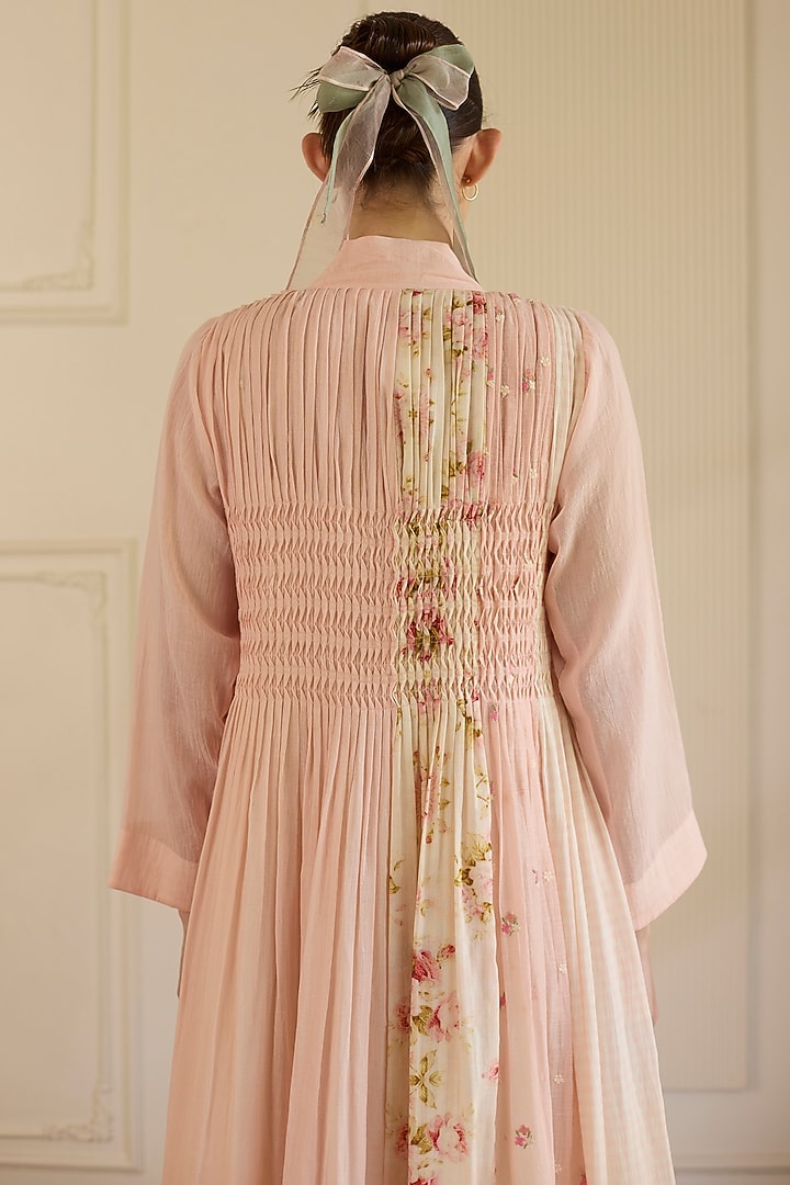 Pink Cotton Overlay Jacket Set by Khyati Rughani at Pernia's Pop Up Shop