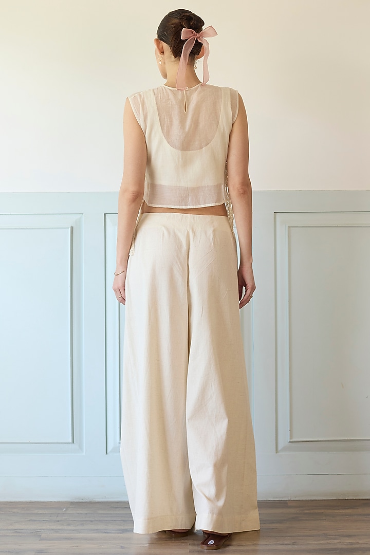 White & Pink Chanderi Silk Tie-Up Co-Ord Set by Khyati Rughani at Pernia's Pop Up Shop