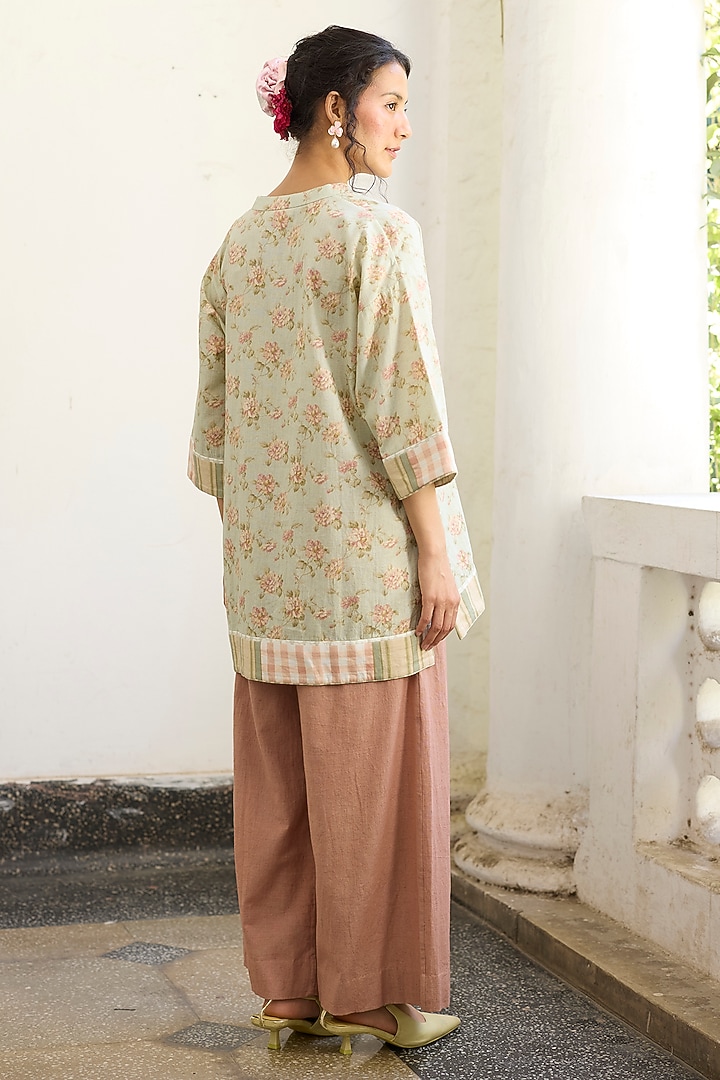Pink Khadi Pleated Pants by Khyati Rughani at Pernia's Pop Up Shop