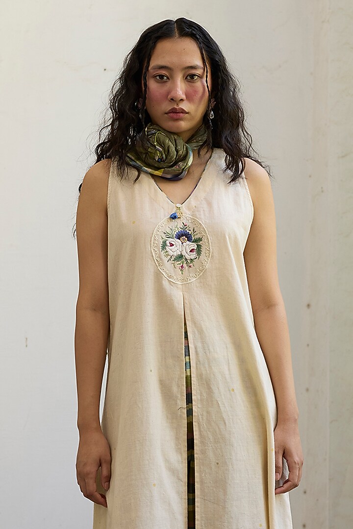 Green & Purple Khadi Wide-Leg Pants by Khyati Rughani at Pernia's Pop Up Shop