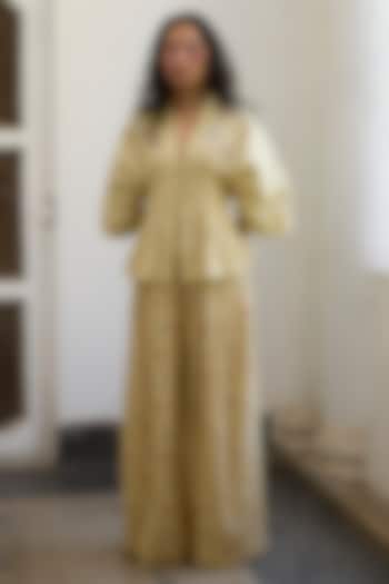 Yellow Khadi Embroidered Top by Khyati Rughani at Pernia's Pop Up Shop