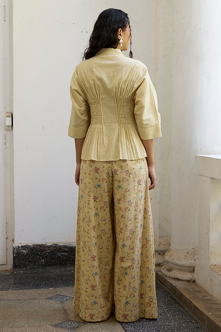 Yellow Khadi Embroidered Top by Khyati Rughani at Pernia's Pop Up Shop