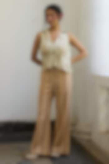 Pink & Ecru Khadi Striped Pants by Khyati Rughani at Pernia's Pop Up Shop