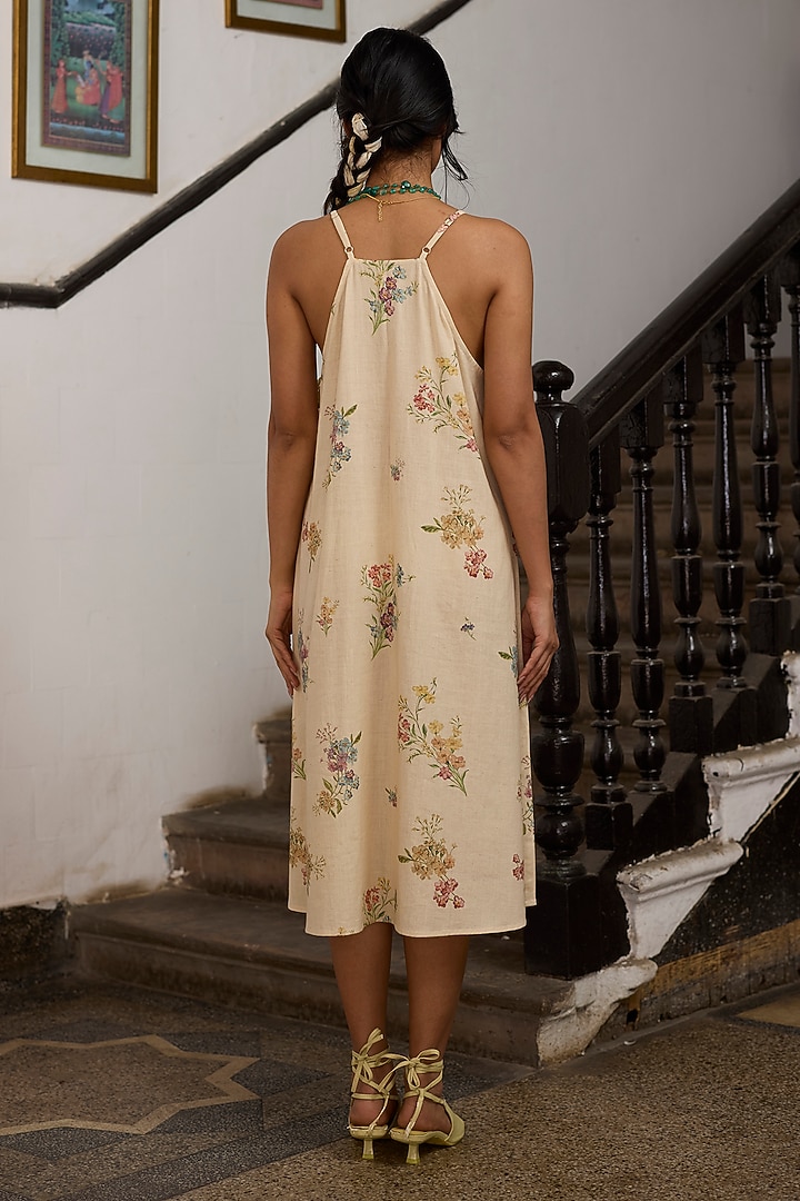 Ecru Khadi Slip Summer Dress by Khyati Rughani at Pernia's Pop Up Shop