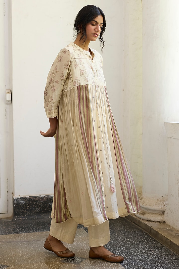Ecru Khadi Straight Pants by Khyati Rughani at Pernia's Pop Up Shop