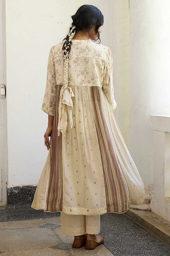 Ecru Khadi Straight Pants by Khyati Rughani at Pernia's Pop Up Shop