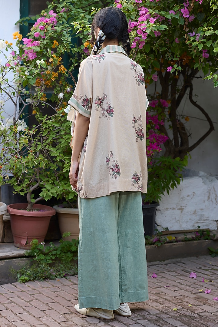 Ecru & Pink Khadi Patchwork Kaftan-Style Top by Khyati Rughani at Pernia's Pop Up Shop