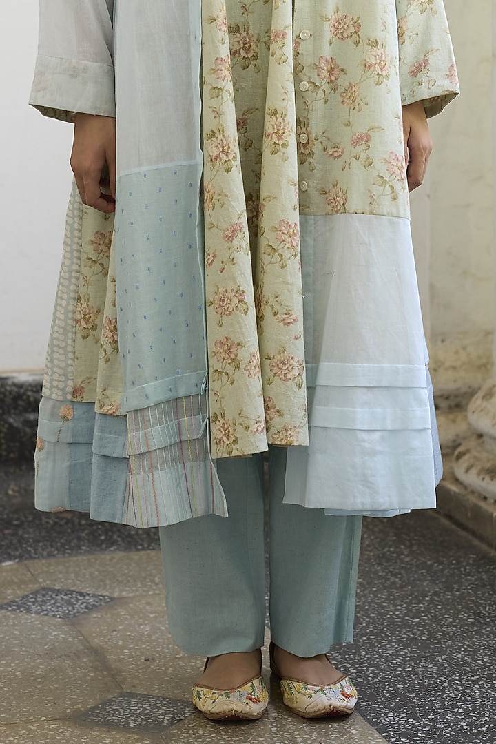 Blue Khadi Straight Pants by Khyati Rughani at Pernia's Pop Up Shop